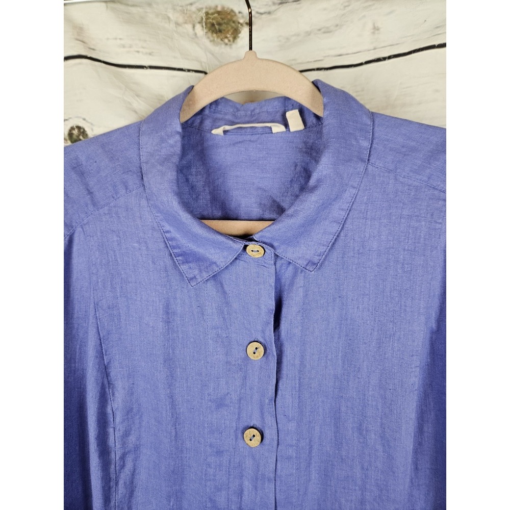 Soft Surroundings Blue Purple 100% Linen Button Tunic Top 1X Womens Coastal - Picture 4 of 8